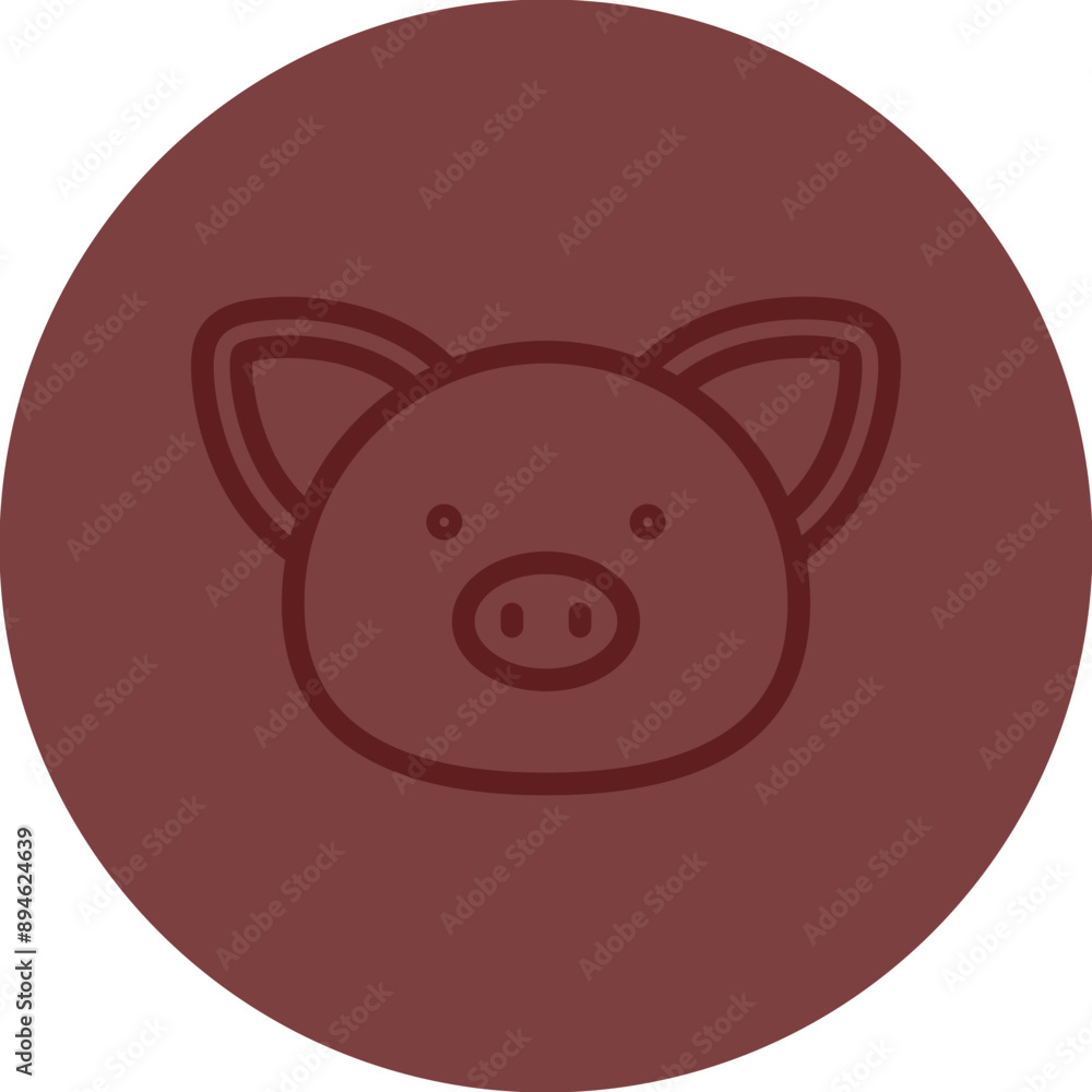 Pig Vector Line Maroon Circle Maroon Pig Vector Line Maroon Circle Maroon