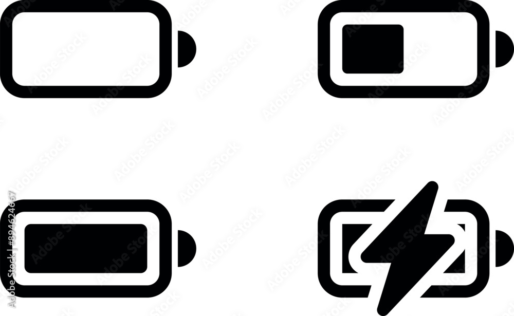 Flat Vector Battery Icons Set. Different Level of Charge. Car or Phone Battery Indicator, Device. Indicator icon of level battery energy. charge icon. Flat style vector Flat Vector Battery Icons Set. Different Level of Charge. Car or Phone Battery Indicator, Device. Indicator icon of level battery energy. charge icon. Flat style vector