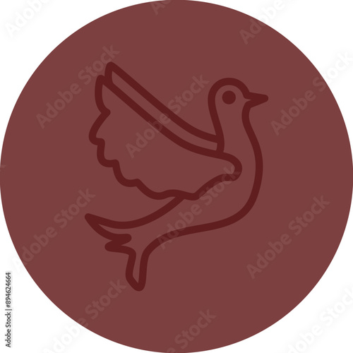 Pigeon Vector Line Maroon Circle Maroon