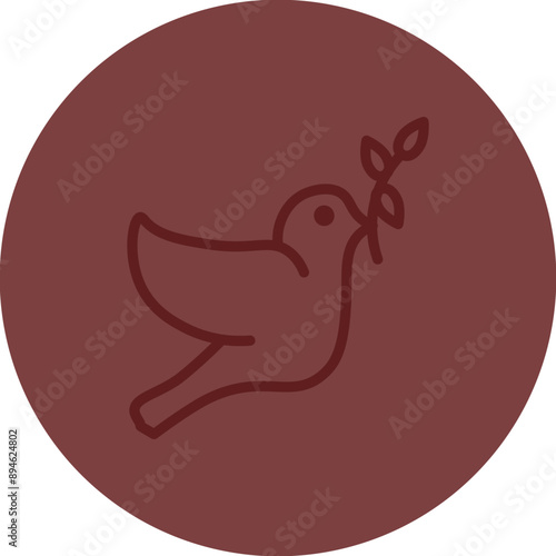 Dove Vector Line Maroon Circle Maroon
