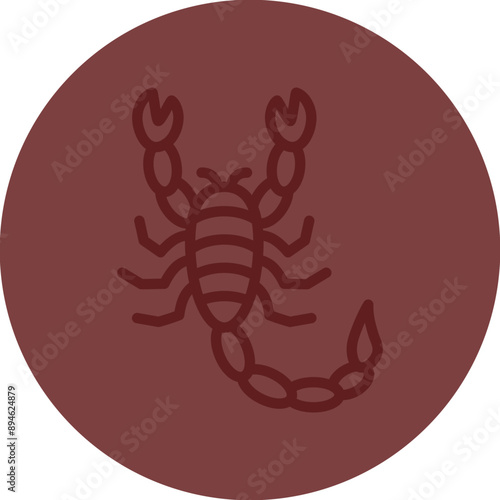 Scorpion Vector Line Maroon Circle Maroon