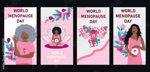 World Menopause Day Social Media Stories Template. Medicine concept