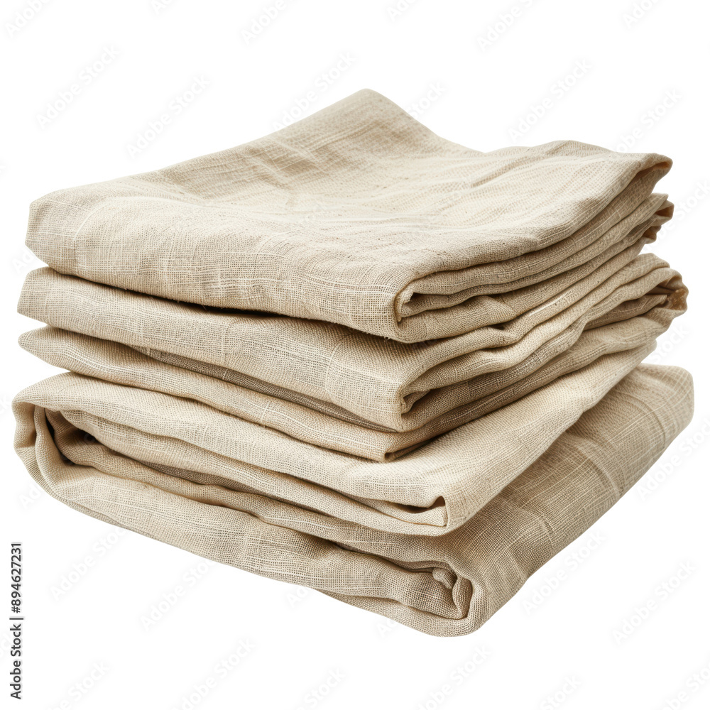 A stack of white towels with a pattern on them A stack of white towels with a pattern on them