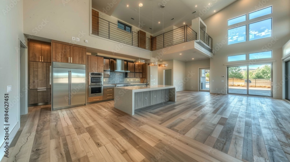 Modern Kitchen and Living Room with Loft. Modern Kitchen and Living Room with Loft.
