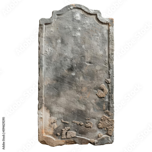 A gray stone slab with a white background