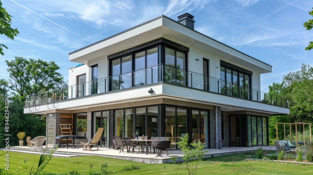 Modern House with Patio and Garden. Modern House with Patio and Garden.