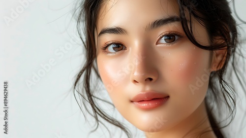 Portrait of beautiful young asian women with natural skin. beauty and spa concept