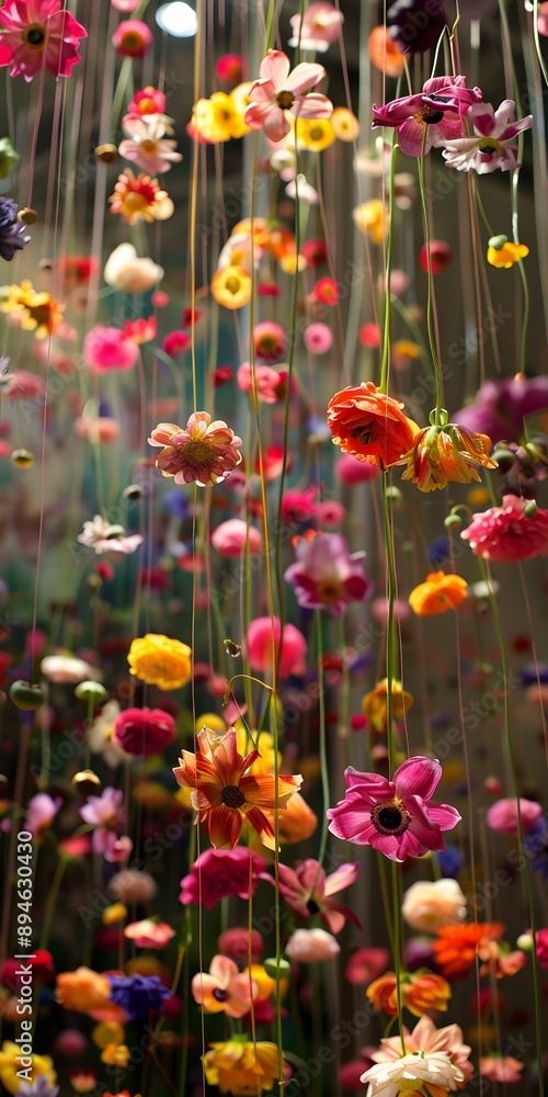 Colorful Flowers Hanging From Ceiling Colorful Flowers Hanging From Ceiling