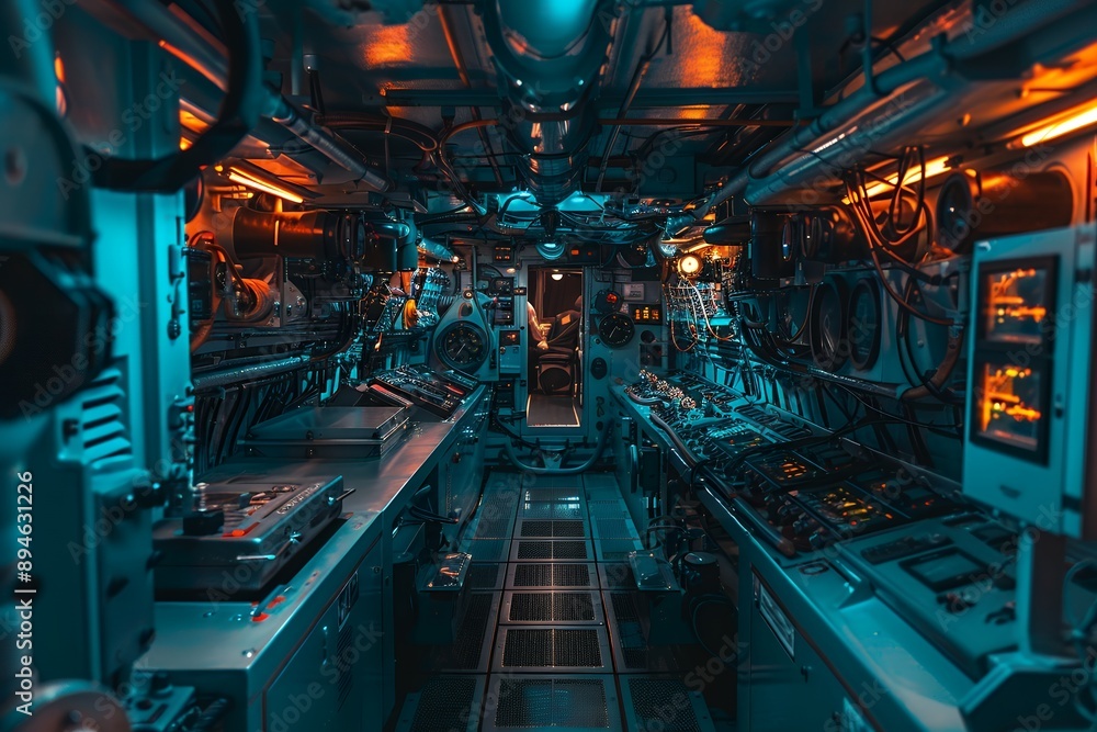 inside submarine, nuclear engine room with lots of electronic equipment and the captain's cabin in background, high resolution photography, professional color grading, soft shadows, no contrast, clean inside submarine, nuclear engine room with lots of electronic equipment and the captain's cabin in background, high resolution photography, professional color grading, soft shadows, no contrast, clean