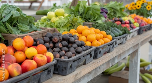 Freshly Picked Produce on Wooden Table