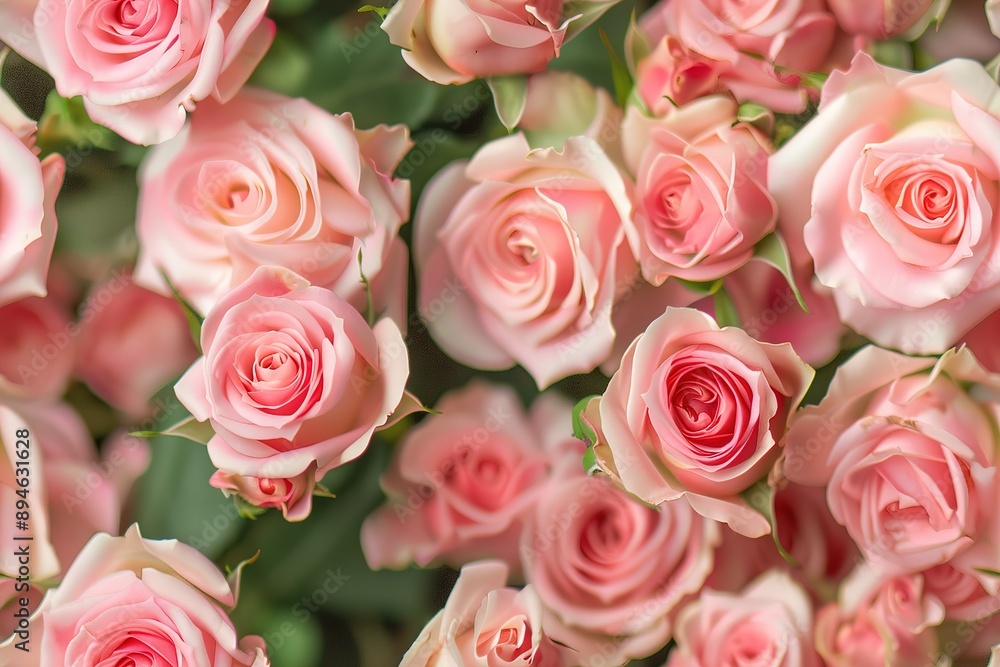 Fototapeta premium Pink delicate colored roses in soft style for background