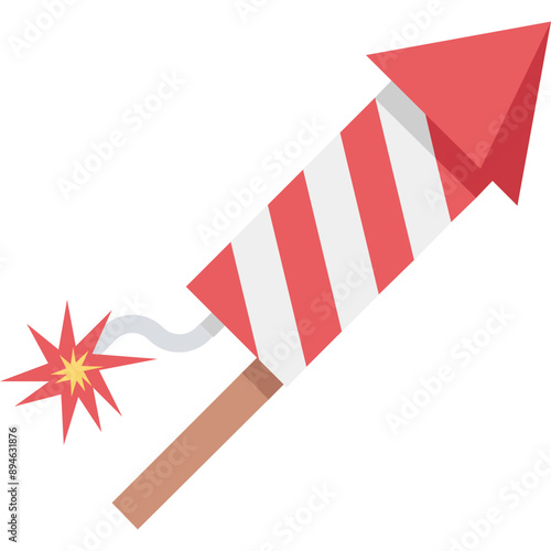 Firework Rocket vector icon in flat style 