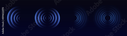 Wifi wave light effect. Radar sensor, beep technology, digital sign.Transparent neon circle symbol. wireless internet connection. Radar or sonar with wireless technology emitting a light effect