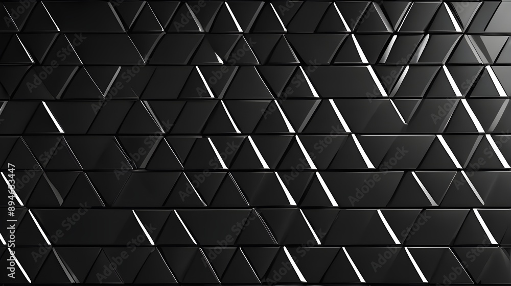 Obraz premium 3D Black Triangular Tile Wall Semigloss Background