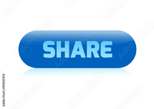 Web button in blue color with the inscription Share - Vector