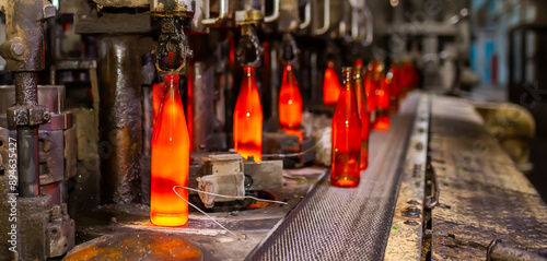 Slika na platnu Glass factory, production of glass containers