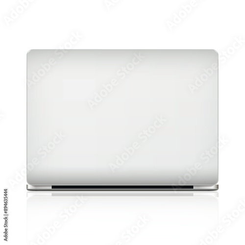 The back view of the laptop computer isolated with clipping path on white background