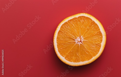 Orange Slice on Red Background