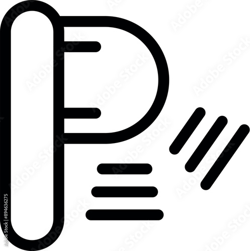 Parking sensor icon depicting a car using ultrasonic waves to determine the proximity of an object