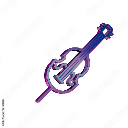 3D Neon Retro Icon - Inclined Cello