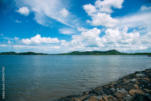 Wallpaper Mural Summer tropical beach white sand blue sea summertime on sunny day. Sea coast beach scenery foamy wave on the beach waves of blue sea tropical ocean sand. Travel holidays vacation seaside turquoise Torontodigital.ca