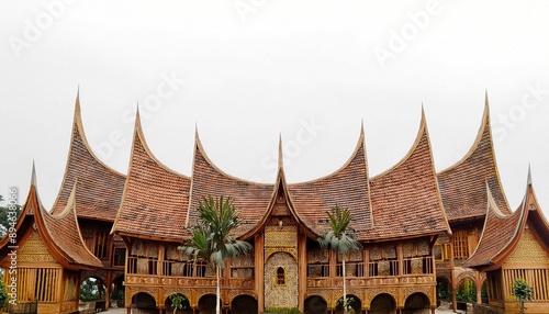 Miniature of Traditional Minangkabau House from Indonesia – Isolated on White Background photo