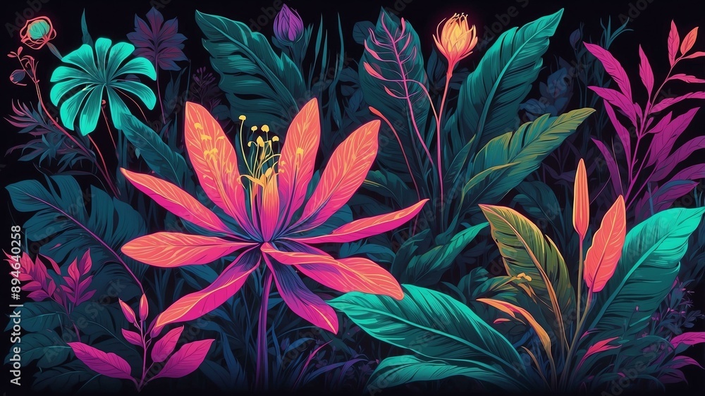 botanical abstract retro neon botanical abstract retro neon