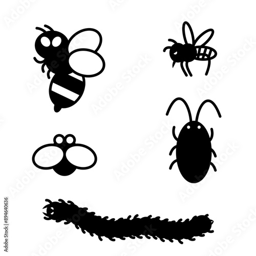 あまり気持ち悪くないデフォルメした害虫のイラストセット