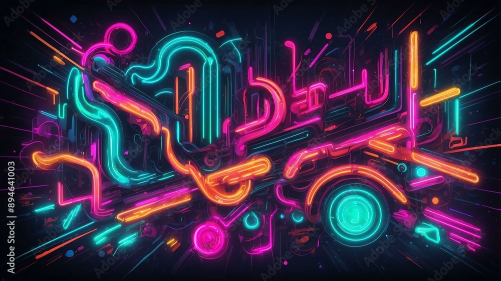 Fototapeta premium textured abstract retro neon