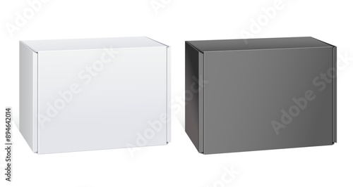 Realistic Package Cardboard Sliding Box. black and White box pack For small items, matches, and other things. Vector Illustration