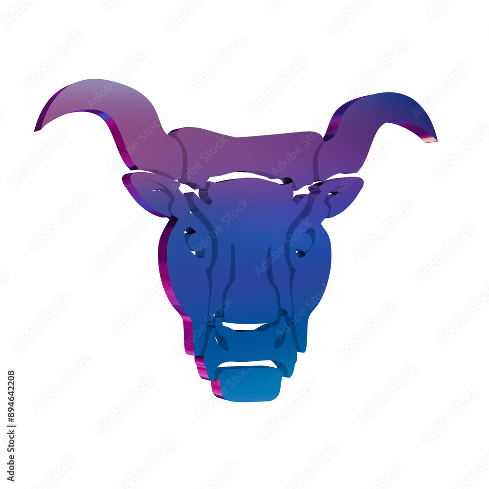 3D Neon Retro Icon - zodiac sign Taurus symbol 3D Neon Retro Icon - zodiac sign Taurus symbol