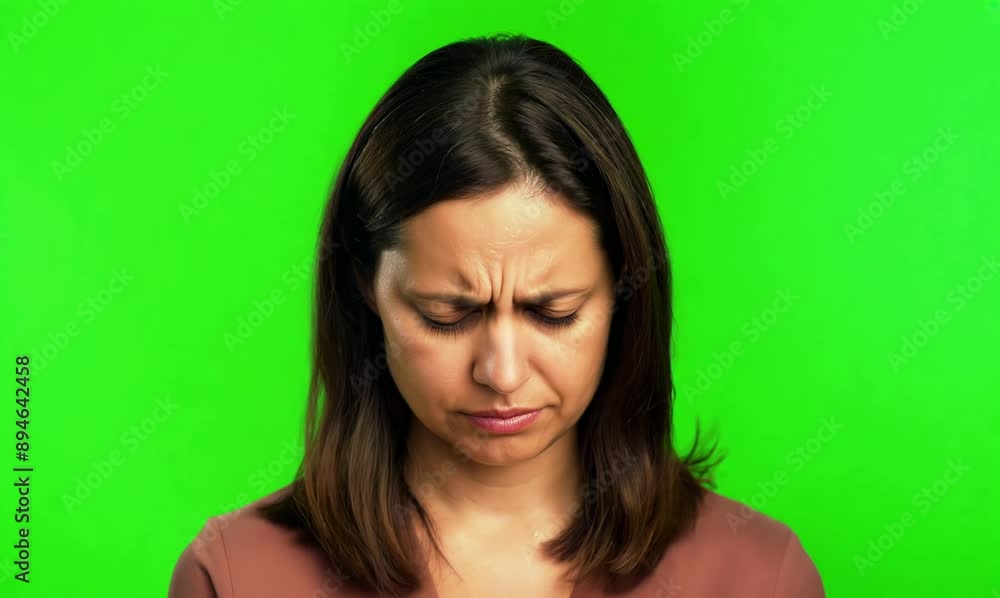 Portrait of a young woman having headache on a green background. Portrait of a young woman having headache on a green background.