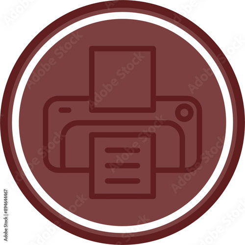 Printer Vector Line Maroon Double Circle White Maroon
