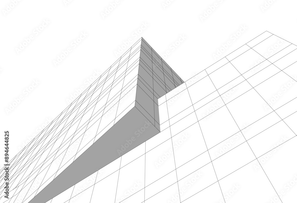 Modern architecture building 3d illustration