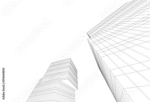 Modern architecture building 3d illustration