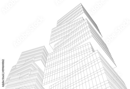 Modern architecture building 3d illustration