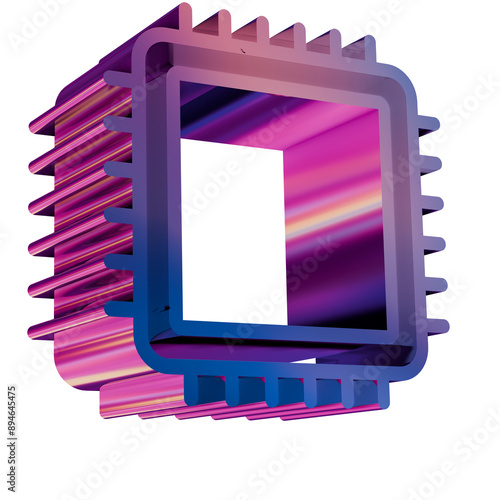 3D Neon Retro Icon -  CPU driver symbol photo