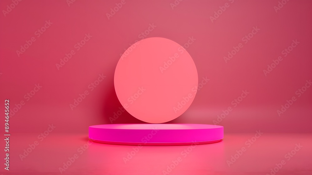 Vibrant pink circle on a pedestal against a bold pink backdrop, perfect for product displays or creative designs. Vibrant pink circle on a pedestal against a bold pink backdrop, perfect for product displays or creative designs.