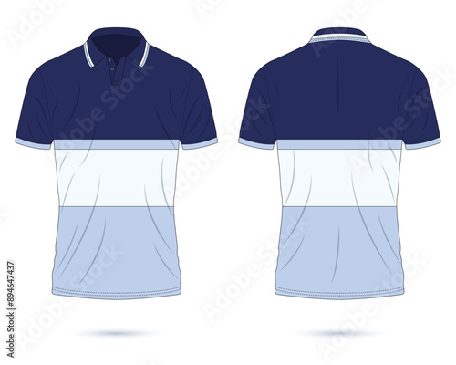 Trendy polo t-shirt mockup front and back view