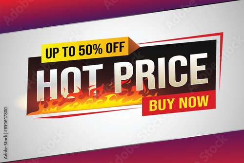 Hot price buy now super sale poster banner graphic design icon logo sign symbol social media website coupon

