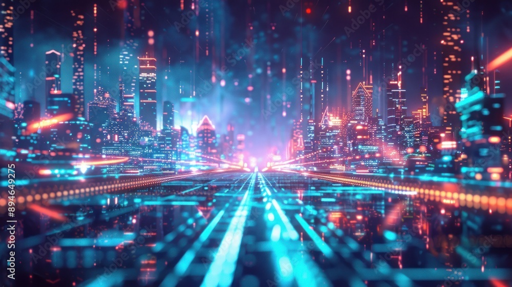 Futuristic Cityscape with Neon Lights Futuristic Cityscape with Neon Lights