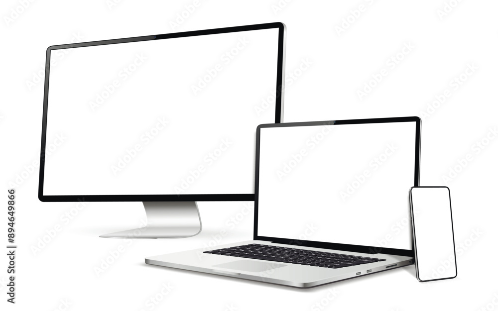 Laptop with computer display and modern smartphone mockup Laptop with computer display and modern smartphone mockup