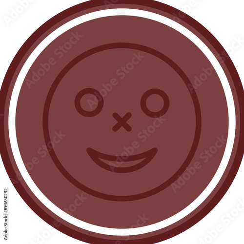 emoji smile Vector Line Double Circle Maroon