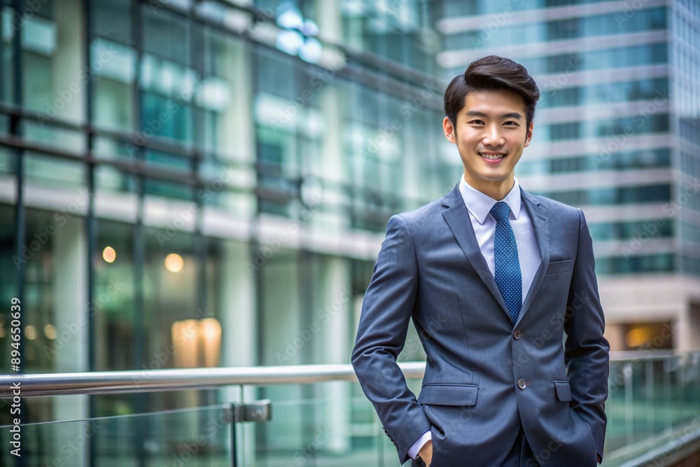Full body Young handsome asian business man happy face smiling Full body Young handsome asian business man happy face smiling