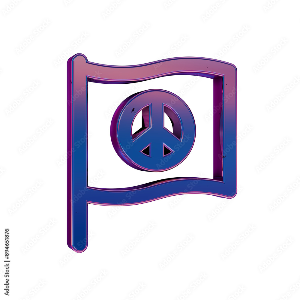 Peace flag Symbol Icon in Neon Gradient 3d Peace flag Symbol Icon in Neon Gradient 3d