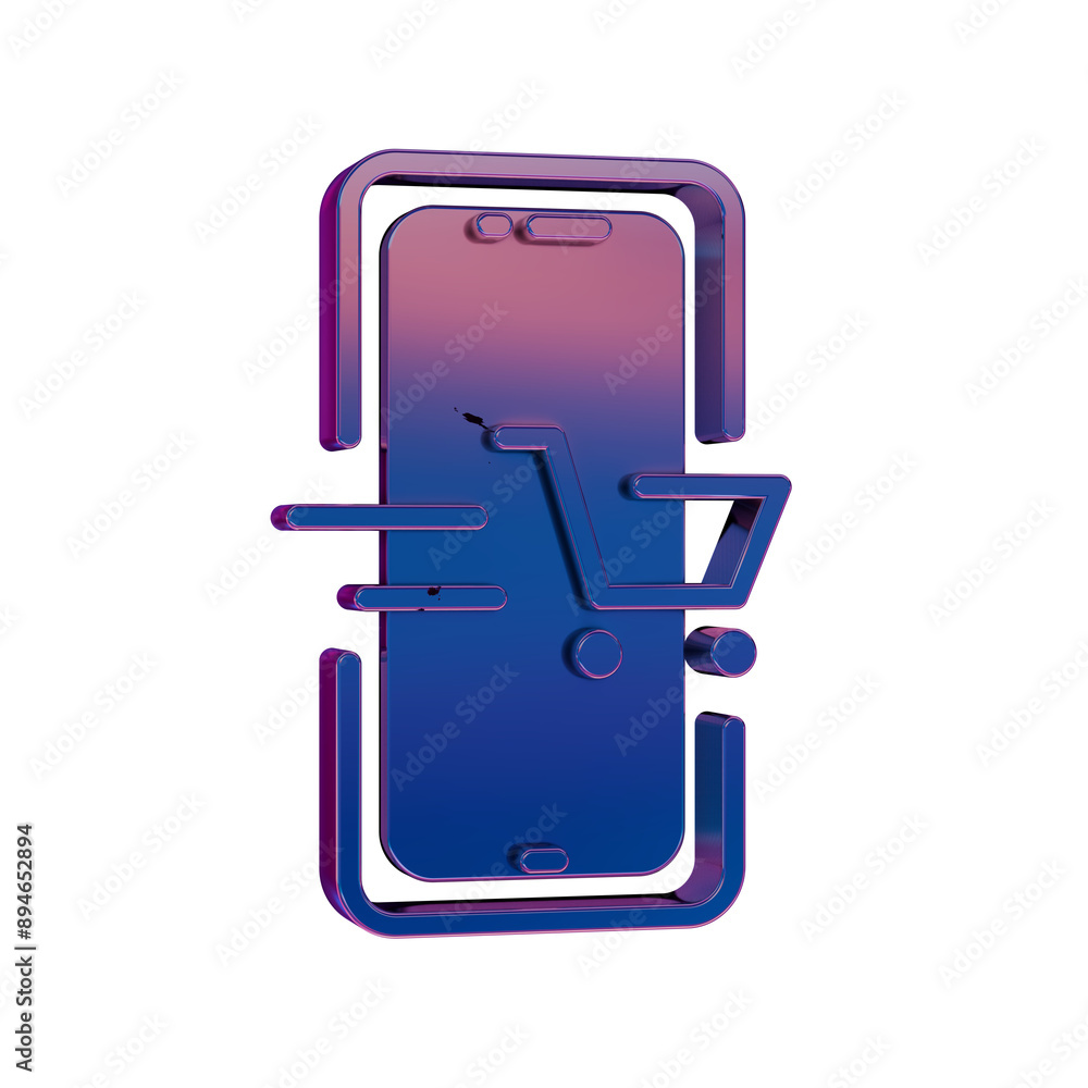3D Neon Retro Icon - Symbol Online Shopping 3D Neon Retro Icon - Symbol Online Shopping
