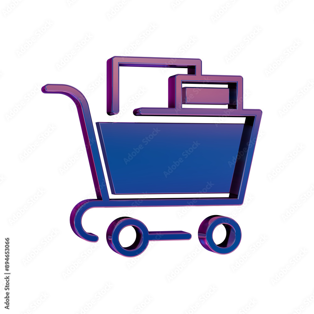 3D Neon Retro Icon - Shopping Bag Symbol Online Shopping 3D Neon Retro Icon - Shopping Bag Symbol Online Shopping