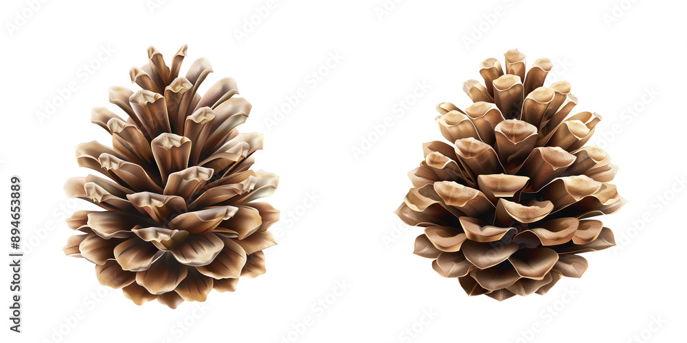 Two beautiful pine cones showcasing their intricate natural texture and structure, perfect for seasonal and nature-themed projects. Two beautiful pine cones showcasing their intricate natural texture and structure, perfect for seasonal and nature-themed projects.