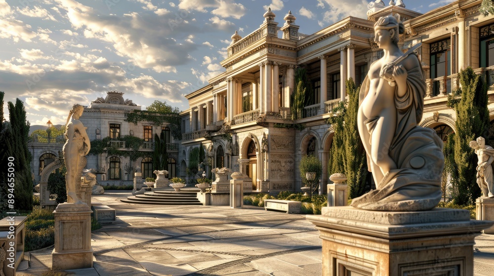 Obraz premium A grand estate with a Renaissance Revival design