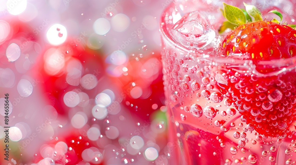 A refreshing strawberry soda, with vibrant red color and bubbles, ready to enjoy. A refreshing strawberry soda, with vibrant red color and bubbles, ready to enjoy.
